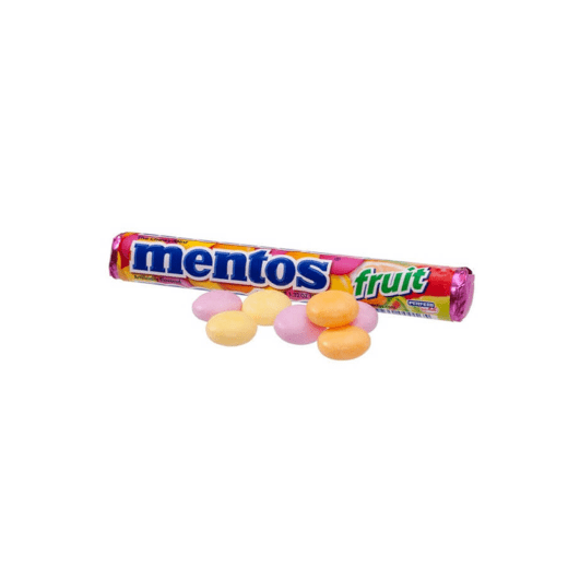 Mentos  Mentos has been the favourite on-to-go candy of all ages for years. It is possibly the most famous roll of candy on the shelf, and let's face it; who says no to mentos?