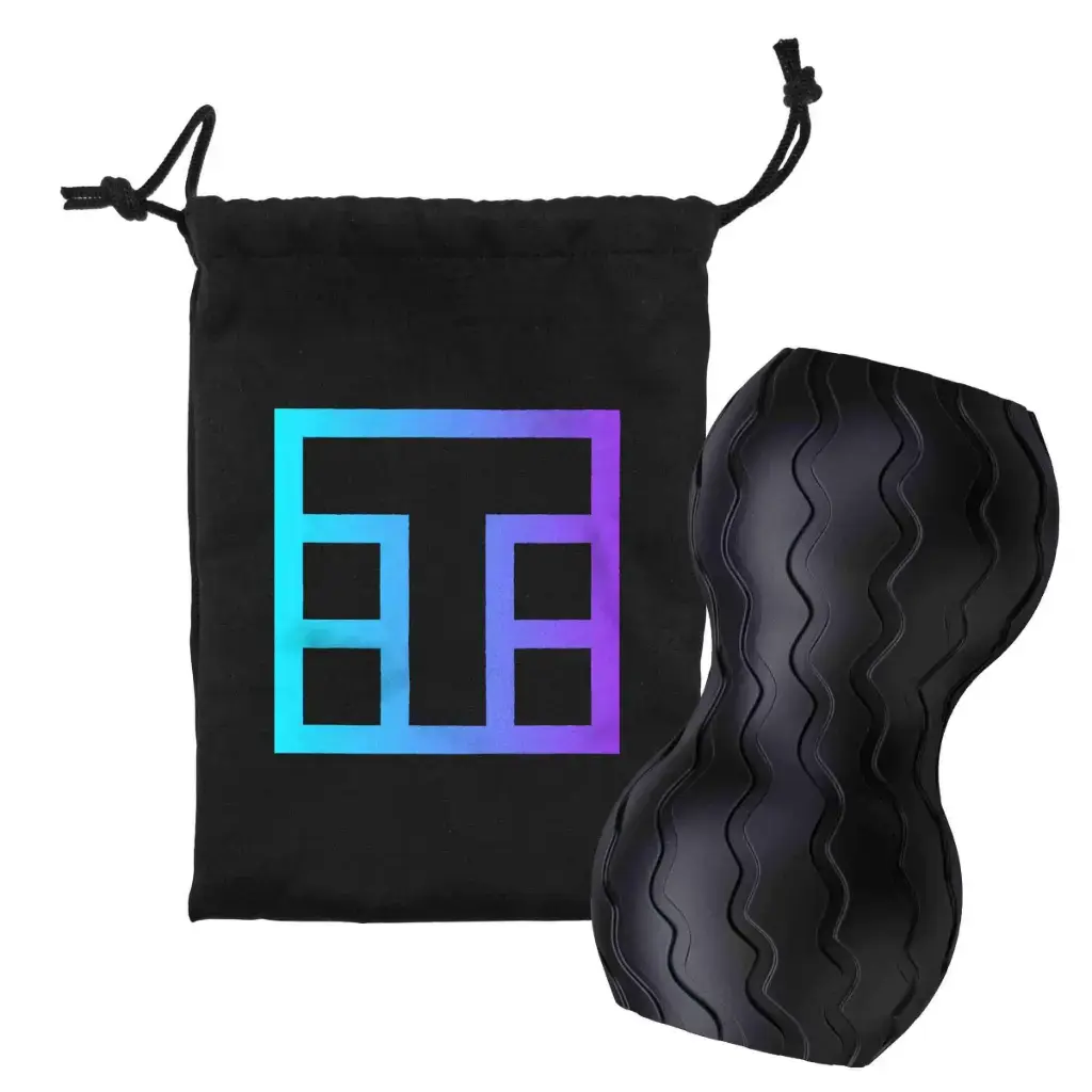 Therabody Wave Duo Black  Curves around spine to safely target muscles 5 customizable vibration frequencies Smart device with Bluetooth connectivity 200-minute battery life  Personalise with a pouch with thermal print in full colour and a sleeve