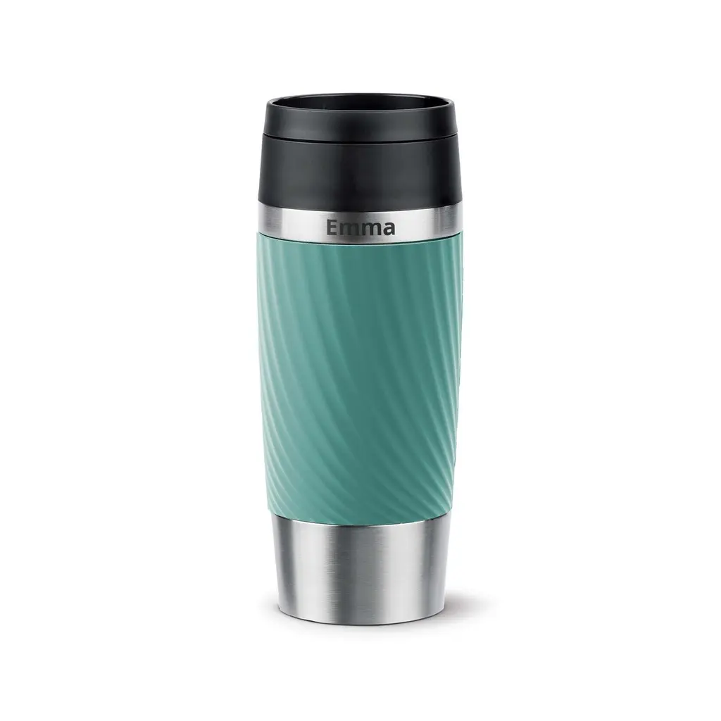 Tefal Travel Mug Classic Twist 0.36L  Keeps drinks 4 hours warm and 8 hours cold Dishwasher safe Volume is 0.36L Personalisation with an engraving and full colour print
