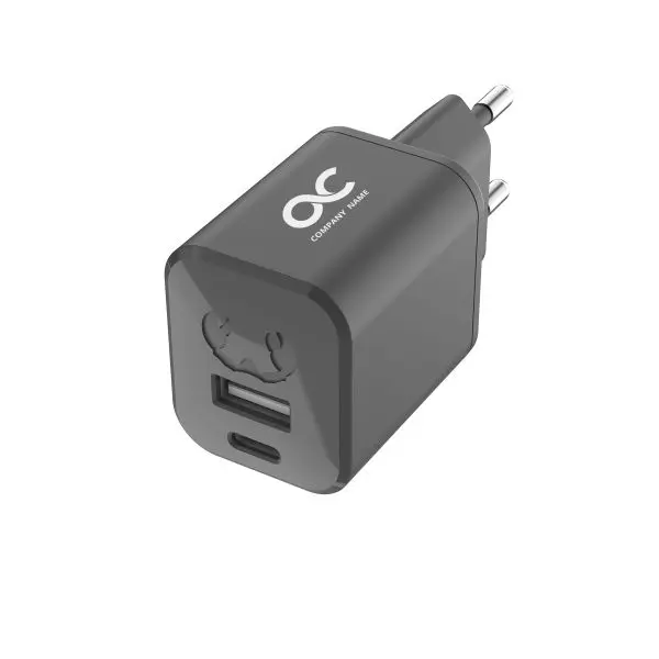 Fresh n Rebel Mini Charger 30W   USB + USB-C port 30 Watt Power Delivery charging Available in multiple colours  Personalise with a print in full colour, Max Print and sleeve