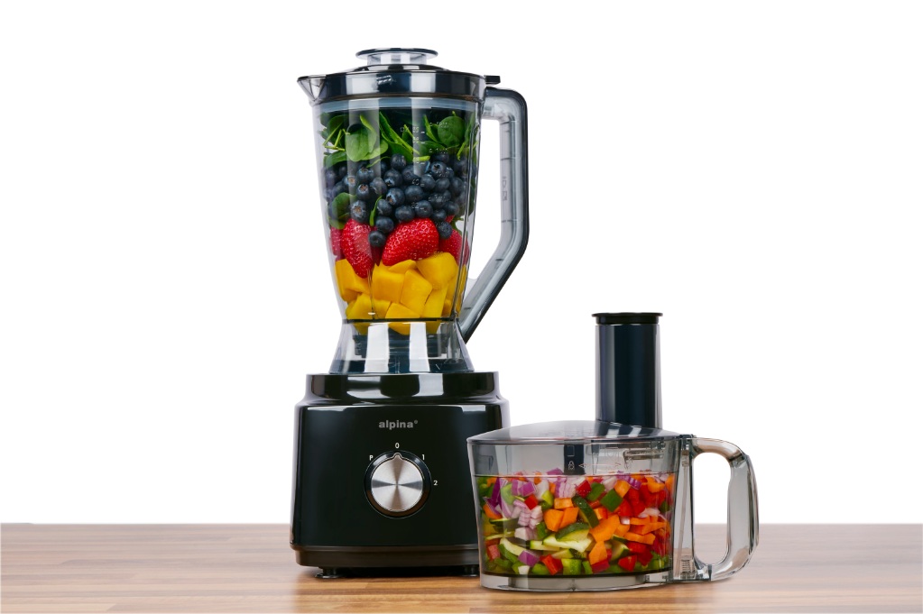 ALPINA Food Processor 2L 750W 230V Black on table.jpg
