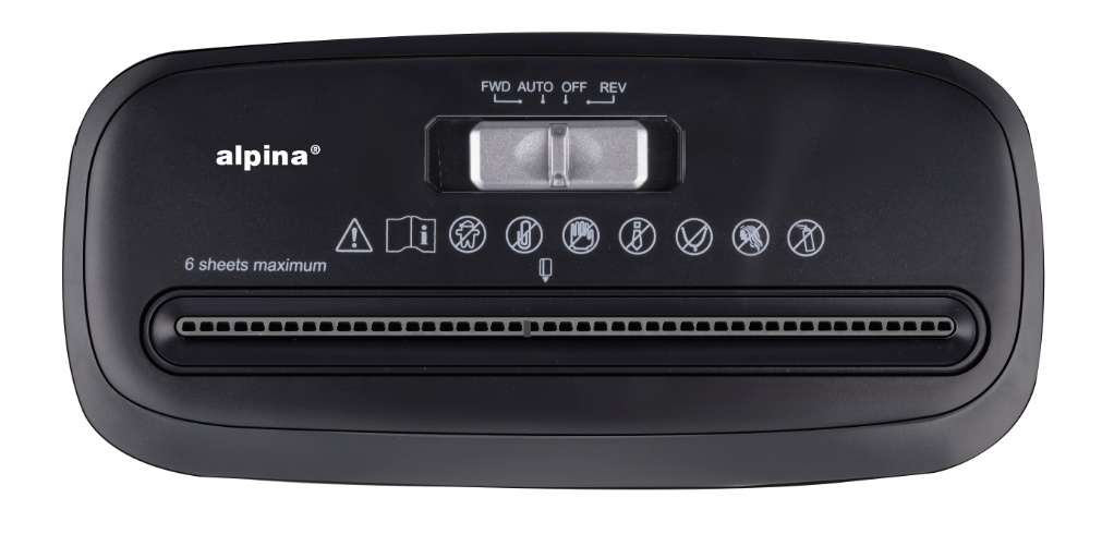 ALPINA Paper Shredder 230V 190W black top view.jpg