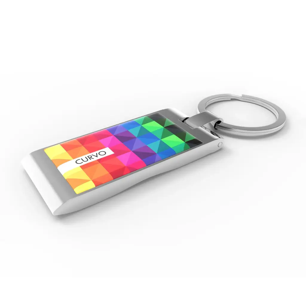 Key Ring Curvo (Silver, No personalisation, No individual personalisation on product, No packaging, No inlay in full colour, No Professional artwork assistance)