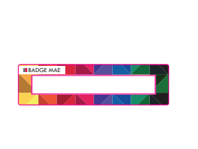 Badge Mae Metal (Dikdörtgen 74x20 mm, Kişiselleştirme yok, Dikdörtgen iğne 37 x 7 mm, Bireysel kişiselleştirme yok – ürün üzerinde, Ambalaj yok, Tam renkli kakma yok, Bireysel kişiselleştirme yok – iç yerleştirme, Profesyonel grafik desteği yok)