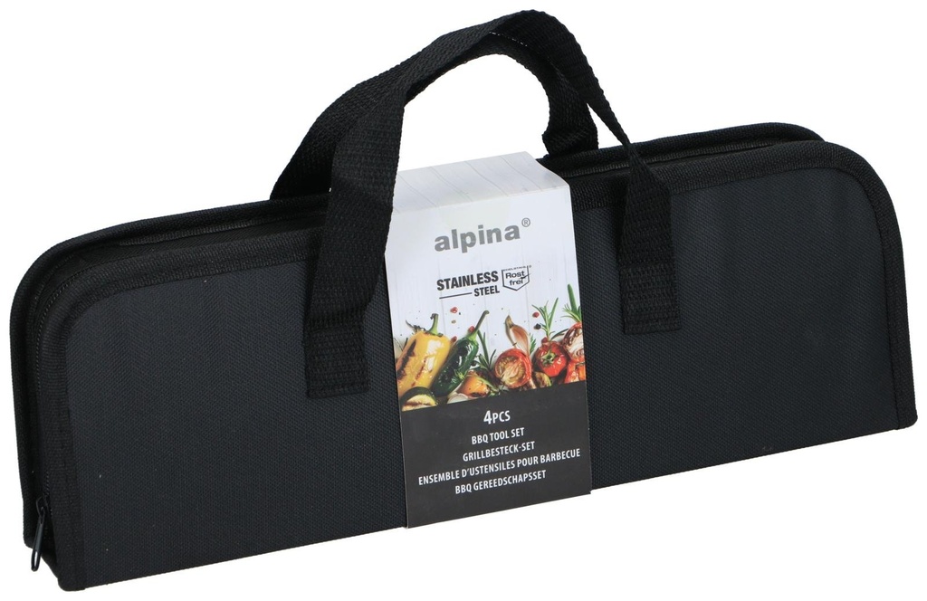 ALPINA BBQ Tool Set 30x38cm (Paslanmaz Çelik, Termal baskı yok, Bireysel kişiselleştirme yok – ürün üzerinde, Kılıfsız, Profesyonel grafik desteği yok)