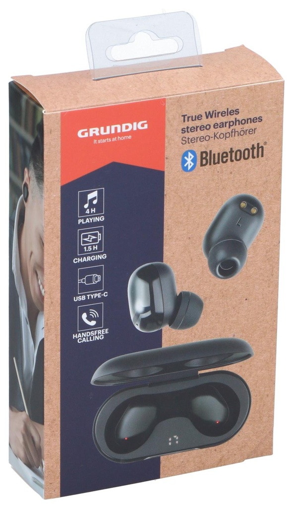 GRUNDIG Wireless Earbuds TWS Black (Černá, Žádný plnobarevný tisk, Žádná individuální personalizace – na produktu, Bez návleku, Žádná profesionální grafická asistence)
