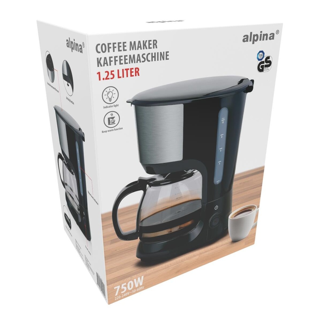 ALPINA Coffee Maker 750W 1.025L Black