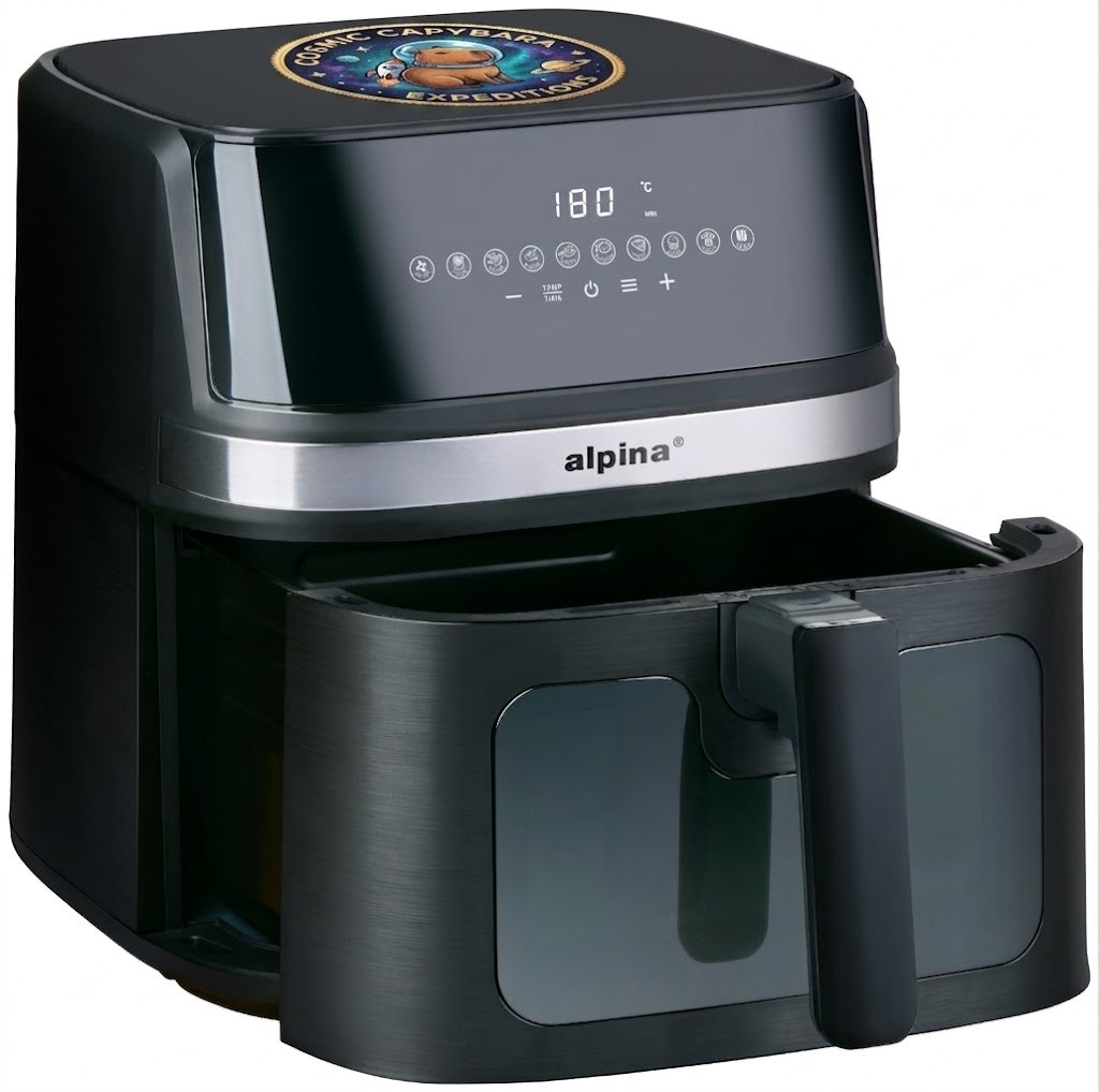 ALPINA Air Fryer 8L 1700W 230V (Svart, Ingen personalisering, Ingen individuell personalisering – på produktet, Ingen profesjonell grafisk bistand)