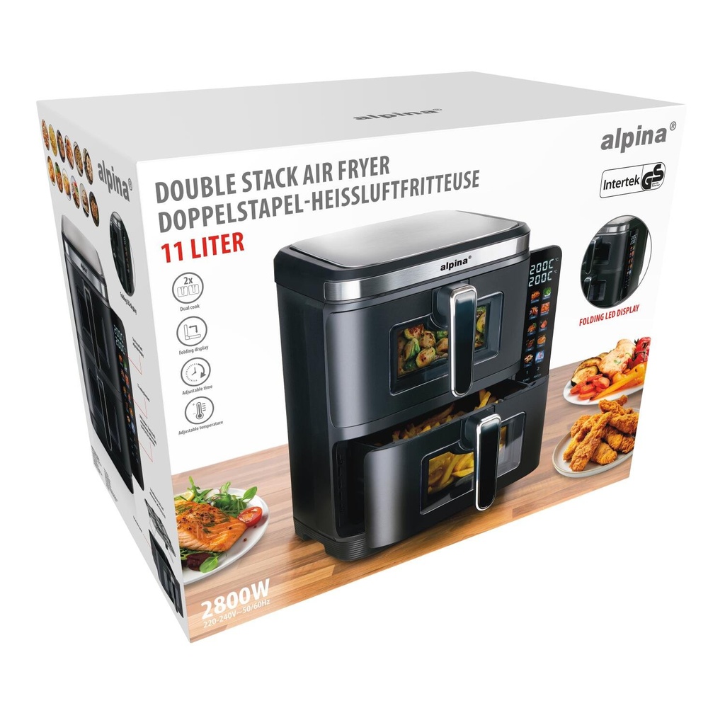 ALPINA Double Air Fryer 2x5.5L 2800W