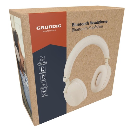 GRUNDIG ANC Bluetooth Headphone 300mAh Beige