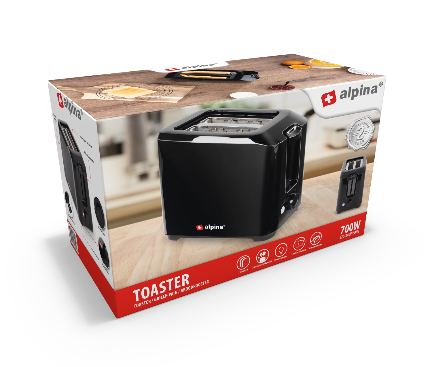 ALPINA Toaster 700W Black